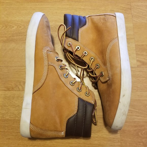 Timberland 9‎ Wheat High Top Sneaker Boots Leather Chunky Work Ortholite - Picture 10 of 10
